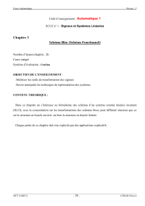 Automatique : Schémas Blocs & Représentation Système
