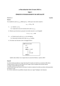 Bac Asie 2023 - Sp&eacute;cialit&eacute; Maths - Sujet 1