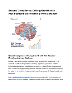 Beyond Compliance  Driving Growth with Risk-Focused Microlearning from MaxLearn