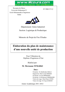 Elaboration du plan de maintenance d une nouvelle unite de production