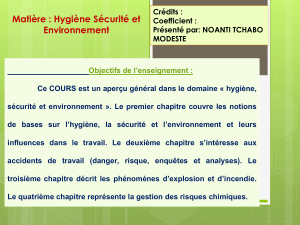 Cours HSE : Hygiène, Sécurité et Environnement