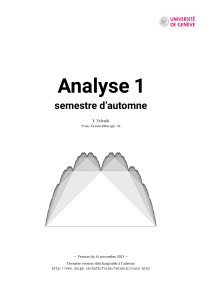 Notes de cours Analyse 1 - Universit&eacute; de Gen&egrave;ve