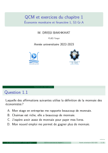 QCM et exercices d'économie monétaire et financière S3