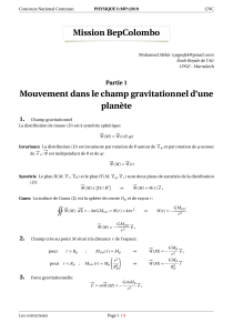 Examen de Physique: Gravitation & Mission BepiColombo