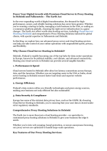 Cloud Server & Proxy Hosting in Helsinki & Falkenstein