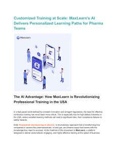 Customized Training at Scale  MaxLearn's AI Delivers Personalized Learning Paths for Pharma Teams
