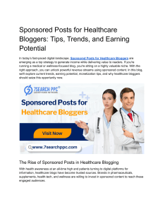 Sponsored Posts for Healthcare Bloggers  Tips, Trends, and Earning Potential