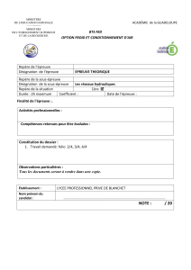 Examen Réseaux Hydrauliques - BTS FED Systèmes Frigorifiques