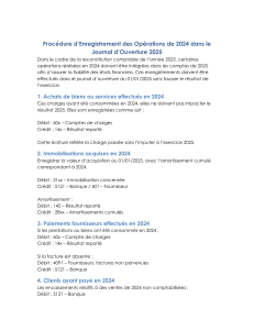 Journal d'Ouverture 2025: Enregistrement Opérations 2024
