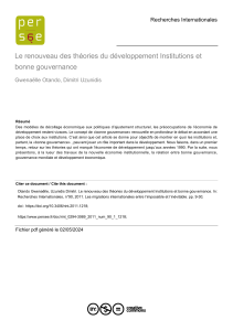 Théories du développement : Institutions et bonne gouvernance