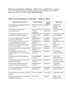 Matrice Indicateurs-Outils: R&eacute;silience Agricole et Climatique