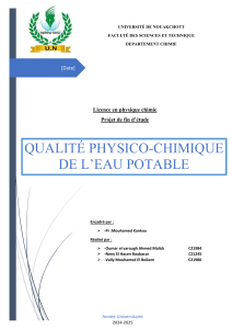 Qualité Physico-Chimique de l'Eau Potable - Mémoire