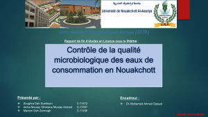 Contrôle qualité microbiologique eaux Nouakchott - Rapport GETA