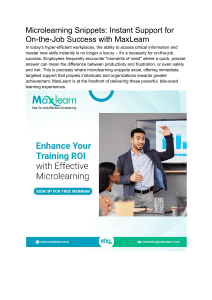 Microlearning Snippets  Instant Support for On-the-Job Success with MaxLearn