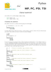 Python : Calcul Matriciel et Probabilités (MP, PC, PSI, TSI)