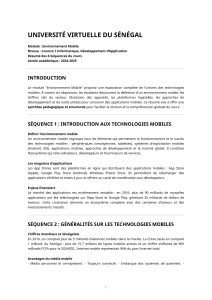 Résumé de cours: Environnement Mobile - Licence 1