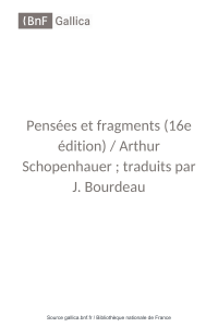 Pensées et Fragments de Schopenhauer (16e édition)
