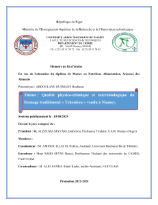 Qualit&eacute; du fromage Tchoukou &agrave; Niamey : &eacute;tude physico-chimique et microbiologique