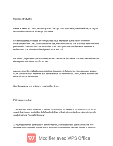 Monition et Prières - 5ème Dimanche de Carême
