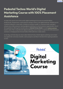 Pedestal Techno World’s Digital Marketing Course with 100% Placement Assistance