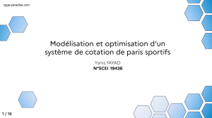 Modélisation et optimisation des cotes de paris sportifs