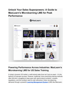 MaxLearn: Microlearning LMS for Sales Training