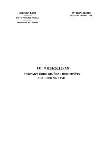 Code Général des Impôts du Burkina Faso - Loi N°058-2017/AN