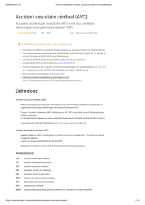 AVC : Recommandations pour la prise en charge m&eacute;dicale