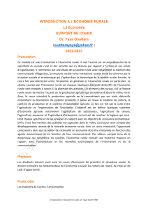 Support de Cours : Introduction à l'Économie Rurale