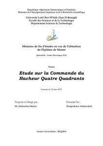 &Eacute;tude sur la Commande du Hacheur Quatre Quadrants - M&eacute;moire de Master