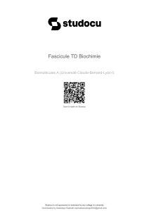 Fascicule TD Biochimie - Exercices de Biochimie