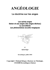 Angélologie : Doctrine sur les anges, Satan et sorcellerie