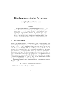 Diophantine m tuples for primes