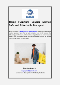 Home Furniture Courier Service Safe and Affordable Transport