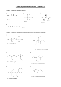 Chimie organique : Exercices et corrections