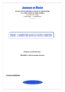 Amertume dans le couple : Cours FMRA Yaound&eacute;