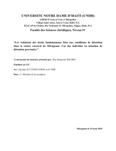 D&eacute;tention provisoire &agrave; Mirago&acirc;ne: Violations des droits fondamentaux