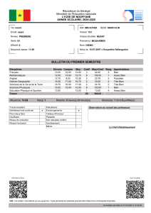 Bulletin scolaire 1S1 - Mouhamed Dieng