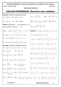 Calculs Intégrales : Exercices et Solutions 2BAC SM