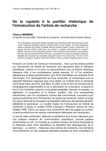 Rh&eacute;torique de l'introduction d'article de recherche