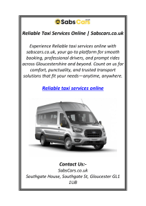 Reliable Taxi Services Online | Sabscars.co.uk