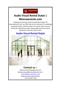 Audio Visual Rental Dubai  Meeraaevents.com
