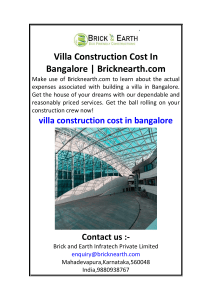 Villa Construction Cost In Bangalore  Bricknearth.com