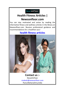Health Fitness Articles  Newsonfloor.com