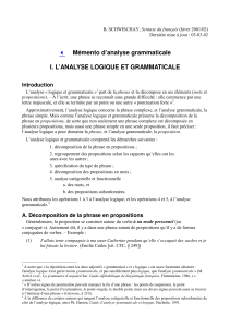 Memento d analyse grammaticale I L ANALY