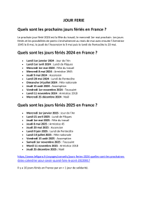 jour férié en France 2024/2025