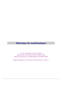 Didactique des math&eacute;matiques