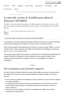 La nouvelle version de TrickBot peut altérer le firmware UEFI BIOS