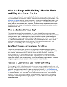 What Is a Recycled Duffel Bag  How It’s Made and Why It’s a Smart Choice