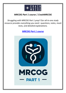 MRCOG Part 1 course | CrashMRCOG
